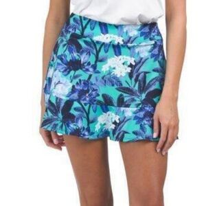TOMMY BAHAMA Blue Teal & Navy Floral Golf Tennis Ruffle Hem skirt skirt Medium